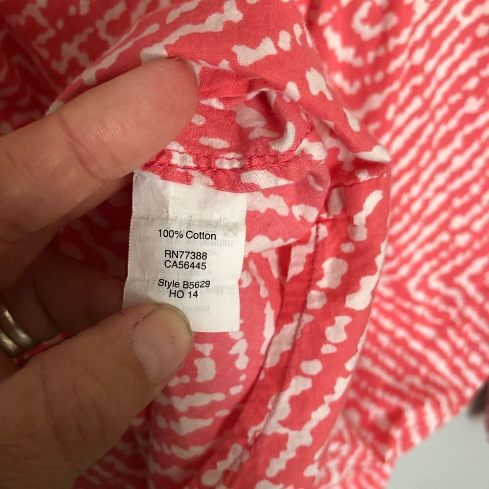 J Crew pink and white geometric print button down tunic shirt lightweight cotton - Picture 5 of 7